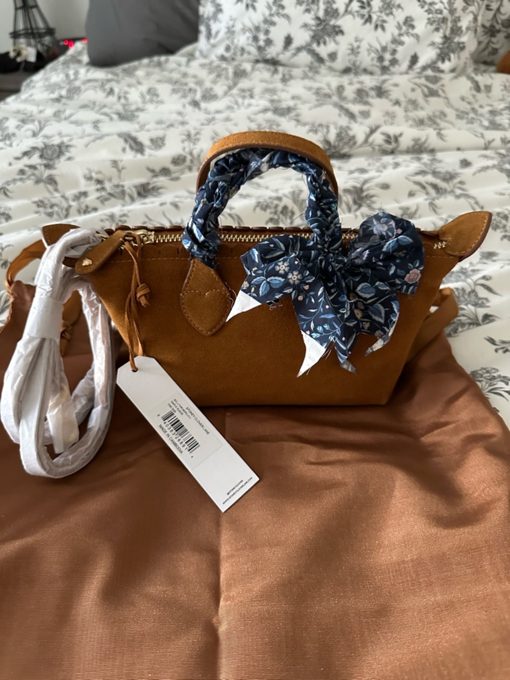 Stoney Clover Lane Pittsford Suede Pochette 19 NWT and Scarf